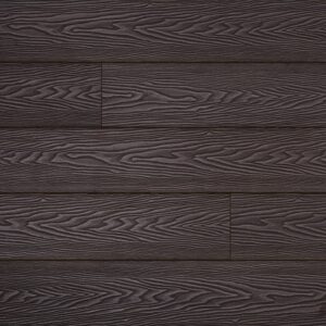 Dunkle Farbtöne von Terrassendielen. Vor- und Nachteile. Das dunkle Wine Brown-Finish passt zu allen Möbeltönen.